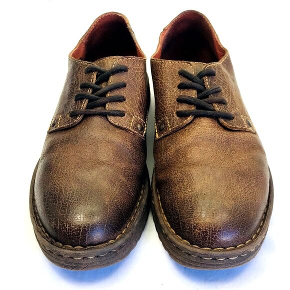 Born Shoes Distressed Leather Lace Oxford Brown 8.5 41.5 Mens Samson Preppy Y2K - Picture 11 of 12